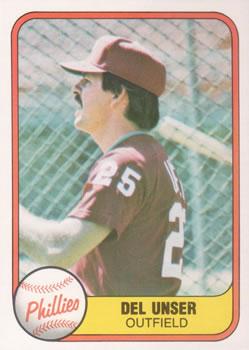 #26 Del Unser - Philadelphia Phillies - 1981 Fleer Baseball
