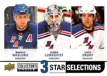#270 Markus Naslund / Chris Drury / Henrik Lundqvist - New York Rangers - 2008-09 Collector's Choice Hockey