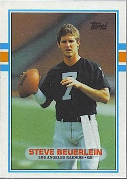 #270 Steve Beuerlein - Los Angeles Raiders - 1989 Topps Football