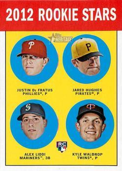 #274 Justin De Fratus / Jared Hughes / Alex Liddi / Kyle Waldrop - Philadelphia Phillies / Pittsburgh Pirates / Seattle Mariners / Minnesota Twins - 2012 Topps Heritage Baseball
