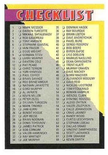 #274 Checklist: 1-136 - - 1994-95 Topps Premier Hockey
