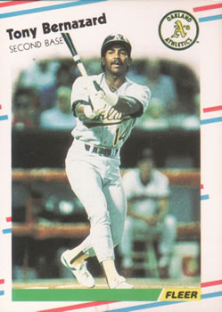 #275 Tony Bernazard - Oakland Athletics - 1988 Fleer Baseball