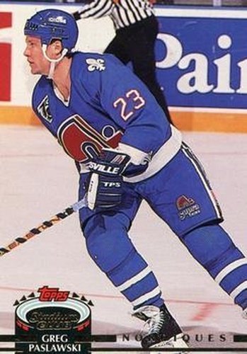 #275 Greg Paslawski - Quebec Nordiques - 1992-93 Stadium Club Hockey