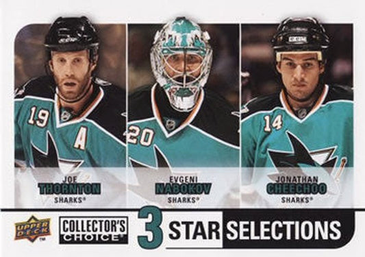 #275 Joe Thornton / Evgeni Nabokov / Jonathan Cheechoo - San Jose Sharks - 2008-09 Collector's Choice Hockey