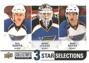 #276 Paul Kariya / Manny Legace / Brad Boyes - St. Louis Blues - 2008-09 Collector's Choice Hockey