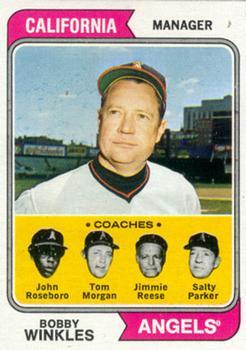 #276 Angels Field Leaders Bobby Winkles / John Roseboro / Salty Parker / Tom Morgan / Jimmie Reese - California Angels - 1974 Topps Baseball