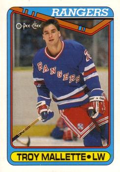 #277 Troy Mallette - New York Rangers - 1990-91 O-Pee-Chee Hockey