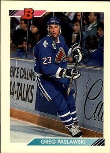 #277 Greg Paslawski - Quebec Nordiques - 1992-93 Bowman Hockey