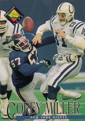 #278 Corey Miller - New York Giants - 1994 Pro Line Live Football