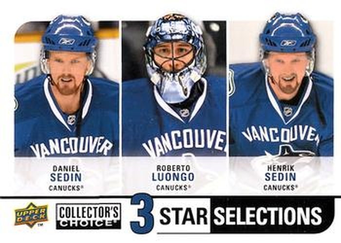 #279 Roberto Luongo / Henrik Sedin / Daniel Sedin - Vancouver Canucks - 2008-09 Collector's Choice Hockey