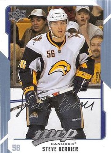 #279 Steve Bernier - Vancouver Canucks - 2008-09 Upper Deck MVP Hockey