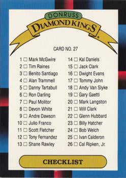 #27 Diamond Kings Checklist 1-26 - 1988 Donruss Baseball