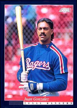 #27 Juan Gonzalez - Texas Rangers -1994 Score Baseball