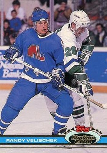 #27 Randy Velischek - Quebec Nordiques - 1991-92 Stadium Club Hockey