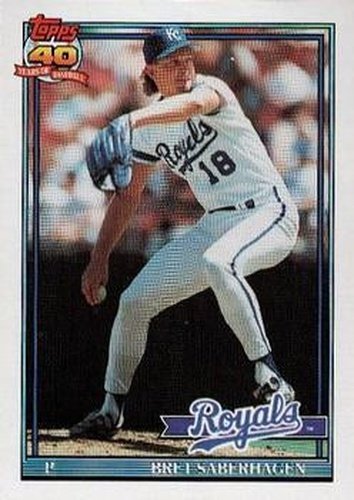 #280 Bret Saberhagen - Kansas City Royals - 1991 Topps Baseball