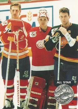 #280 Gary Roberts / Tim Cheveldae / Trevor Linden - Calgary Flames / Detroit Red Wings / Vancouver Canucks - 1991-92 Pro Set Platinum Hockey