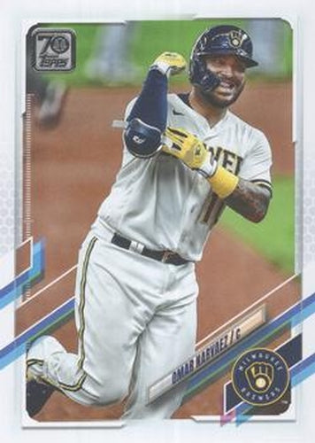 #282 Omar Narvaez - Milwaukee Brewers - 2021 Topps Baseball