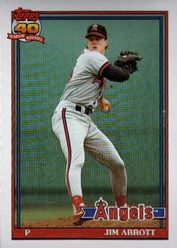 #285 Jim Abbott - California Angels - 1991 Topps Baseball