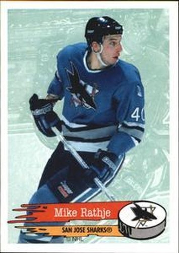 #285 Mike Rathje - San Jose Sharks - 1995-96 Panini Hockey Stickers