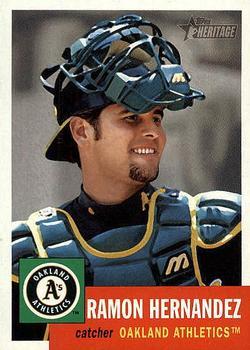 #285 Ramon Hernandez - Oakland Athletics - 2002 Topps Heritage Baseball