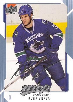 #285 Kevin Bieksa - Vancouver Canucks - 2008-09 Upper Deck MVP Hockey