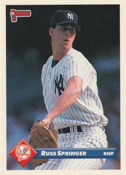 #285 Russ Springer - New York Yankees - 1993 Donruss Baseball