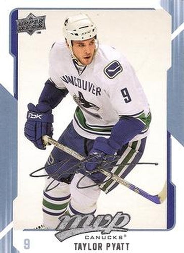 #287 Taylor Pyatt - Vancouver Canucks - 2008-09 Upper Deck MVP Hockey