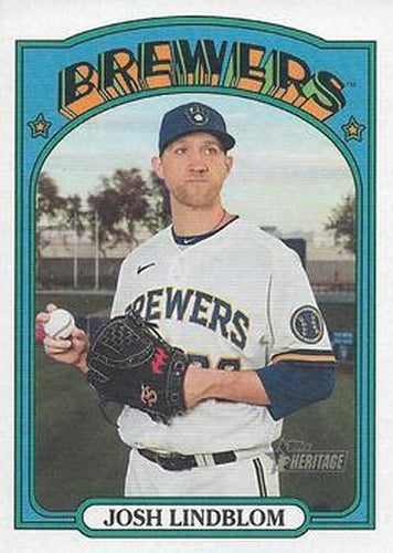 #289 Josh Lindblom - Milwaukee Brewers - 2021 Topps Heritage Baseball