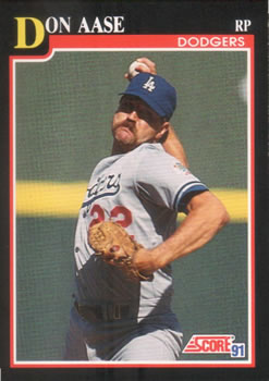 #289 Don Aase - Los Angeles Dodgers - 1991 Score Baseball