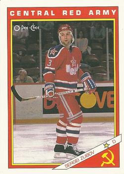 #28R Sergei Zubov - CSKA Moscow - 1991-92 O-Pee-Chee Hockey - Sharks & Russians