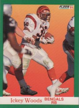 #28 Ickey Woods - Cincinnati Bengals - 1991 Fleer Football