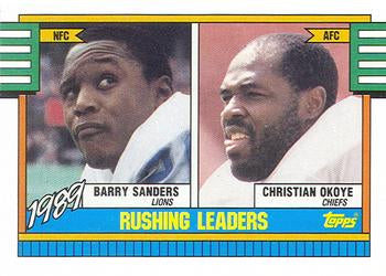 #28 Barry Sanders / Christian Okoye  - Detroit Lions / Kansas City Chiefs - 1990 Topps Football