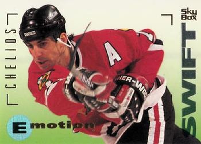 #28 Chris Chelios - Chicago Blackhawks - 1995-96 SkyBox E-Motion Hockey