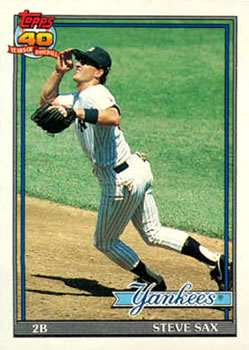 #290 Steve Sax - New York Yankees - 1991 Topps Baseball