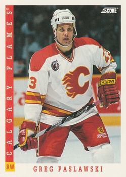 #290 Greg Paslawski - Calgary Flames - 1993-94 Score Canadian Hockey