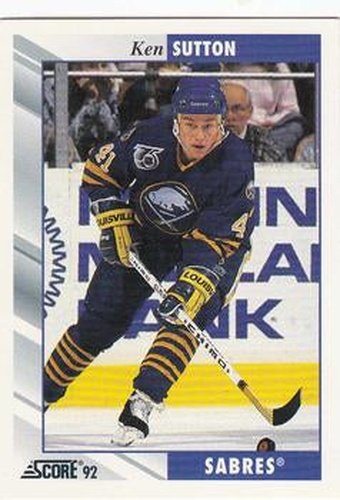 #292 Ken Sutton - Buffalo Sabres - 1992-93 Score USA Hockey