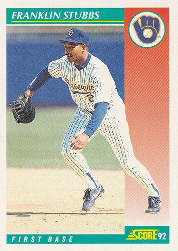 #292 Franklin Stubbs - Milwaukee Brewers - 1992 Score Baseball