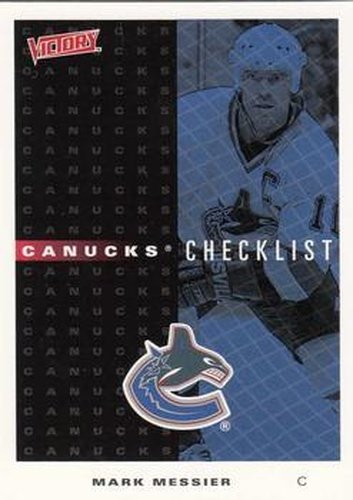 #292 Canucks Checklist - Vancouver Canucks - 1999-00 Upper Deck Victory Hockey