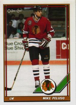 #293 Mike Peluso - Chicago Blackhawks - 1991-92 O-Pee-Chee Hockey