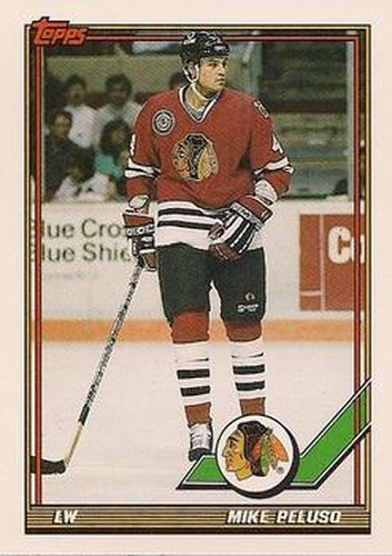 #293 Mike Peluso - Chicago Blackhawks - 1991-92 Topps Hockey