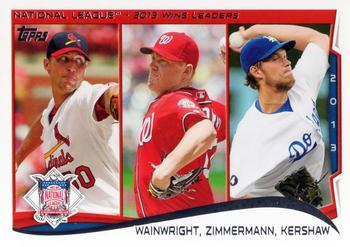 #294 NL 2013 Wins Leaders Adam Wainwright / Jordan Zimmermann / Clayton Kershaw - St. Louis Cardinals / Washington Nationals / Los Angeles Dodgers - 2014 Topps Baseball