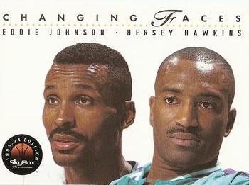 #294 Eddie Johnson / Hersey Hawkins - Charlotte Hornets - 1993-94 SkyBox Premium Basketball