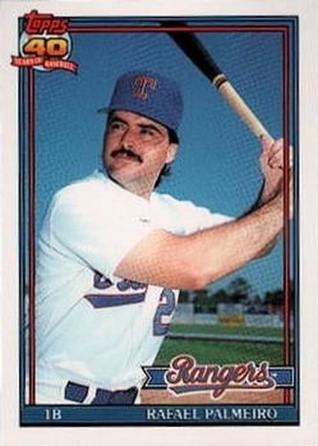 #295 Rafael Palmeiro - Texas Rangers - 1991 Topps Baseball