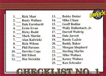 #295 Checklist No. 1 - 1992 Maxx Racing