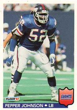 #295 Pepper Johnson - New York Giants - 1992 Fleer Football