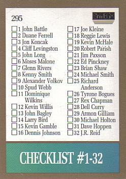 #295 Checklist: 1-64 - 1990-91 SkyBox Basketball