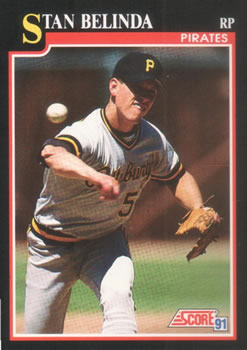 #296 Stan Belinda - Pittsburgh Pirates - 1991 Score Baseball