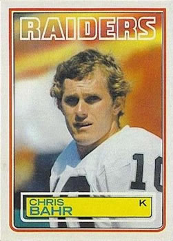 #296 Chris Bahr - Los Angeles Raiders - 1983 Topps Football