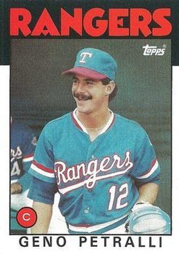 #296 Geno Petralli - Texas Rangers - 1986 Topps Baseball