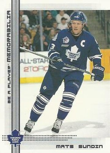 #296 Mats Sundin - Toronto Maple Leafs - 2000-01 Be a Player Memorabilia Hockey